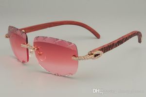 direct nouveau modèle sculpté à la main lunettes de soleil temple en bois cher luxe lunettes de soleil en diamant de haute qualité 8300756-B taille 56-18-135mm