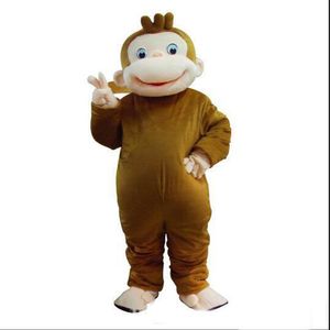 2019 Descuento de fábrica Curious George Monkey Mascot Disfraces Dibujos animados Disfraces Fiesta de Halloween Costume321F