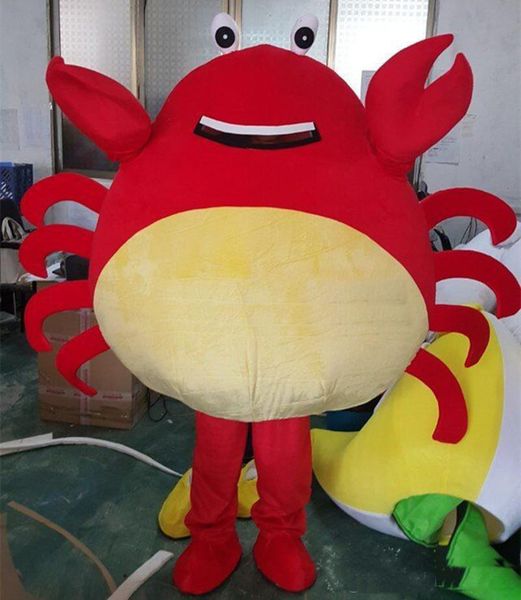 2019 Remise vente d'usine Costume de mascotte de crabe rouge Costume de déguisement de marche Costume de personnage de dessin animé Taille adulte Livraison gratuite