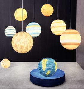 2019 E27 20/30/40 / 50cm Nordic Creative Universe Planet Acryl Hanger Light Moon Earth Mars Uranus Lampen Modern Opknoping