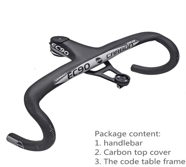 2019 EC90 5d Road Full Carbone Bicycle Grochebar Intégration de barre de conduite Integrated Drop 286 mm 3K Tissage avec un montage de vélo informatique Stop Ligh4062773