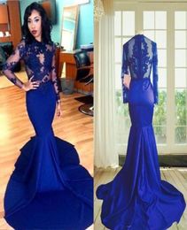 2019 Elegante zeemeermin avondjurken juweel juweel lange mouwen seks backless prom jurk kant applique avondjurk feestjurk 7276530