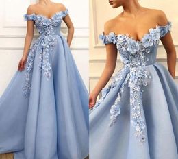 Robes de bal élégantes 2019 en dentelle 3D Floral appliquée perles robe une ligne hors de l'épaule des robes d'occasion spéciales sur mesure 9392165