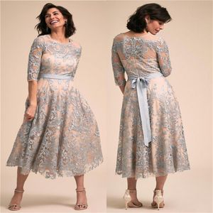 2019 Elegante Korte Kant Moeder van de Bruid Jurken Plus Size Rits A-lijn Moeder Jurken Formele Avondjurken Custom Ma341h