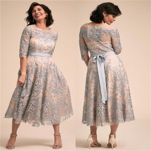 2019 Elegante Korte Kant Moeder van de Bruid Jurken Plus Size Rits A-lijn Moeder Jurken Avondjurken Custom Ma302F