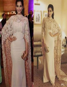 2019 Elegante vintage Arabische High Neck Formal Evening Jurken Lace Illusion Dress met jas voor volledige terugbetaling Nieuw op maat gemaakte D1329134