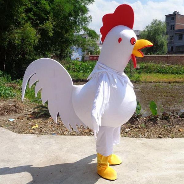 2019 fábrica más lindo blanco rojo negro amarillo pollo mascota disfraz dibujos animados disfraz fiesta de cumpleaños masquerade273z