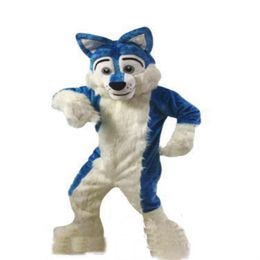 2019 usine directe nouveau bleu Husky chien mascotte Costume dessin animé loup chien personnage vêtements noël Halloween fête fantaisie Dress286d