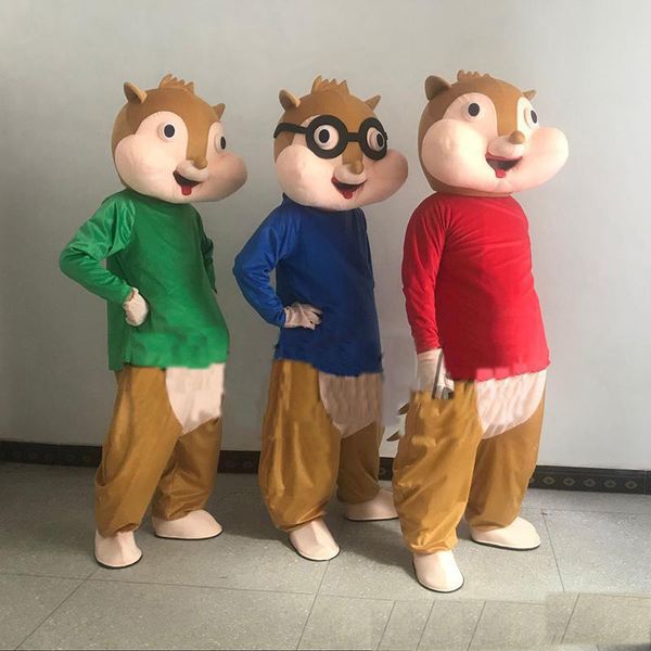 2019 Vente directe d'usine Alvin et les personnages Chipmunk Costume de mascotte de dessin animé Anime Noël