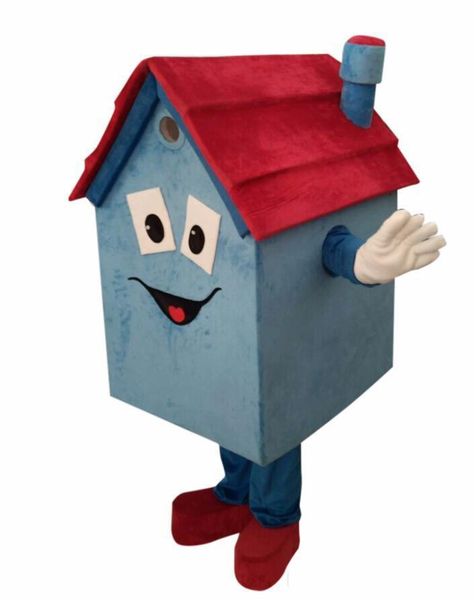 2019 Factory Direct Vente Diy Massé Unisexe Mascot Blue House Cartoon Caractère Mascot Costume Femme Party House Real Estate Mascot Costume