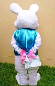 2019 vente directe d'usine Costumes de mascotte de lapin de Pâques Halloween dessin animé taille adulte blanc en peluche robe de soirée fantaisie livraison gratuite