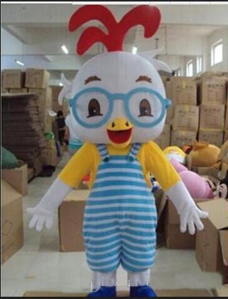 2019 vente directe d'usine lunettes costume de mascotte de poulet adultes enfants taille fête déguisement