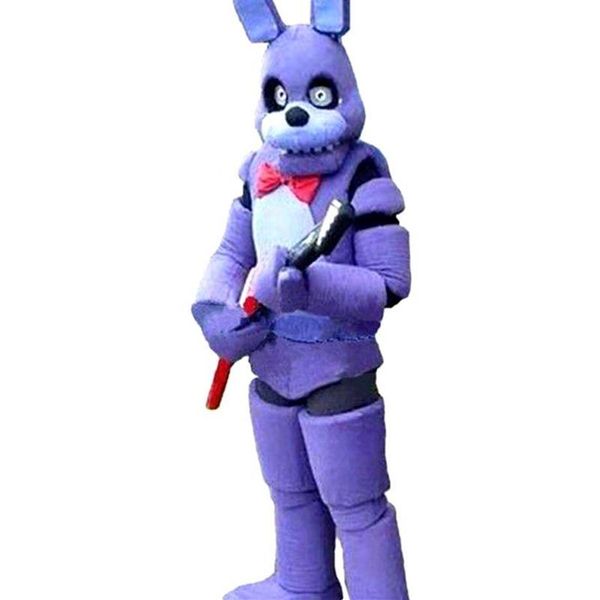 2019 Fábrica cinco noches en Freddy FNAF Juguete Creepy Purple Bunny mascota Disfraz Traje Halloween Navidad Cumpleaños Dress267U