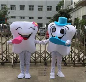 2019 usine chaude Costume de mascotte des deux dents taille adulte avec brosse à dents livraison gratuite pour le Costume de mascotte publicitaire du Festival