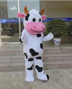 2019 usine chaude nouveau costume de mascotte de vache d'Halloween de haute qualité dessin animé vache à lait personnage de thème animé costumes de fête de carnaval de Noël