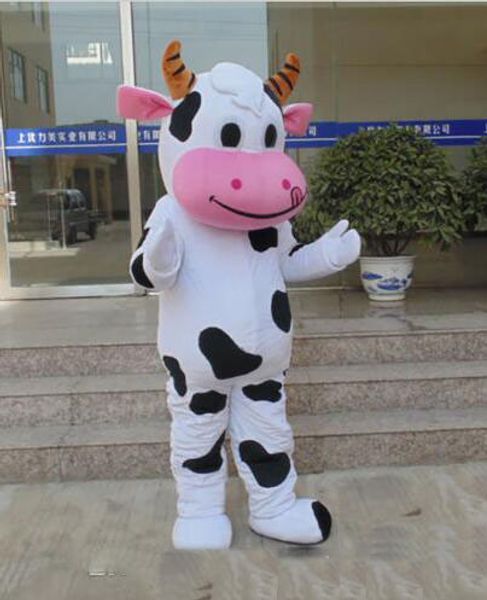 2019 usine chaude nouveau costume de mascotte de vache d'Halloween de haute qualité dessin animé vache à lait personnage de thème animé costumes de fête de carnaval de Noël