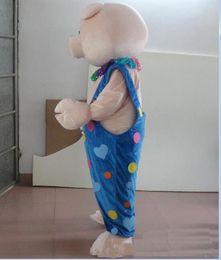 2019 Factory Hot Sale Cute Little Piglet Pig Mascot Costume met Clown Suit voor volwassen om te dragen te koop