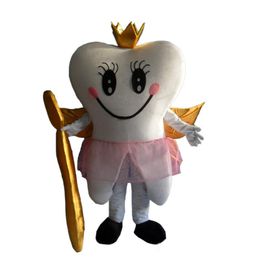 2019 fabriek hot Tooth Angel Custom Mascot Kostuum Volwassen Cartoon Kostuum Met Ventilator Voor Commerciële Reclame promotie