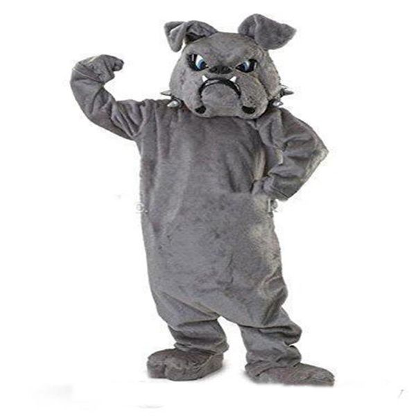 2019 usine nouveau costume de mascotte Cool Bulldog Grey School Animal Team Cheerleading Complete Outfit Adult Size230p