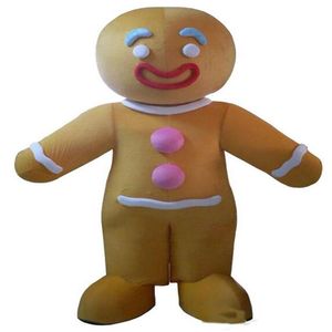 2019 Factory Outlets Gingerbread Man Cartoon Mascot Costume Fancy Party Dress Disfraces de Halloween Adulto Size2315