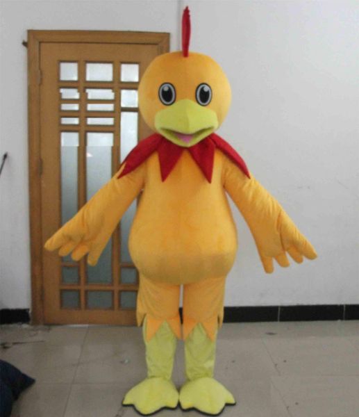 Costume de poulet chaud 2019 Factory Outlets, un joli costume de mascotte de poulet jaune pour adulte à porter