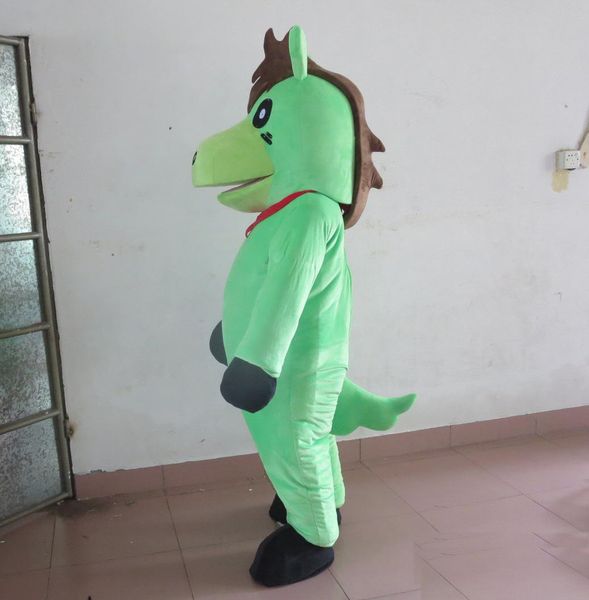 2019 Factory Outlets Costume de mascotte de cheval de couleur verte chaude Costume de mascotte de poney pour adultes à porter à vendre