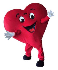 2019 Magasins d'usine Hot Red Love Heart Costume de mascotte fantaisie Robe de soirée Taille adulte Navire libre.