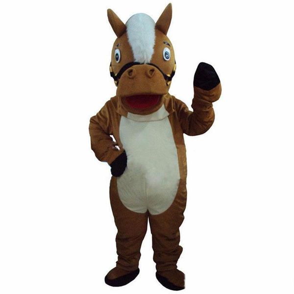 2019 usine professionnelle nouveau costume de mascotte de cheval brun taille adulte déguisement 183q