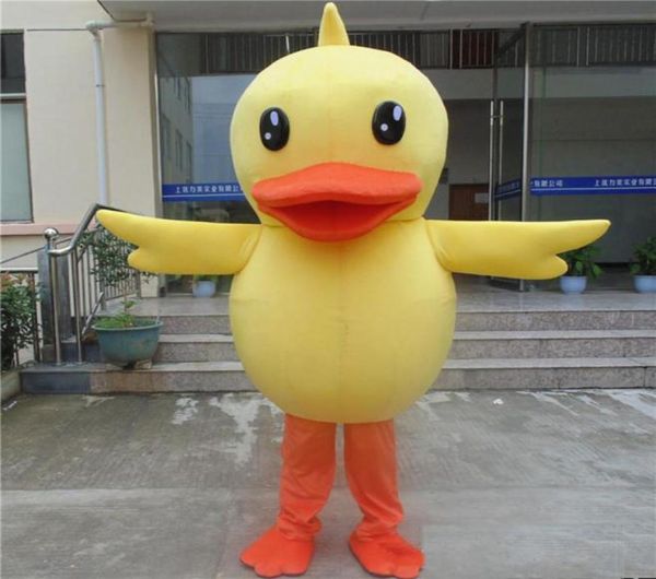 2019 Costume de mascotte de canard en caoutchouc d'usine Costume de dessin animé de grand canard jaune robe de soirée fantaisie pour enfants adultes taille 4792132