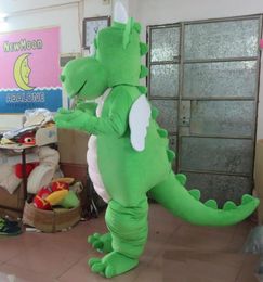 2019 venta de fábrica traje de mascota de dinosaurio verde caliente vestido de fiesta de lujo disfraces de Carnaval de Halloween tamaño adulto