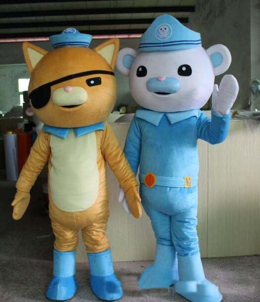 2024 Vente d'usine Vente animée des octonautes Captain Barnacles Kwazii Polar ours Police de mascotte Costumes Adult Taille Livraison gratuite