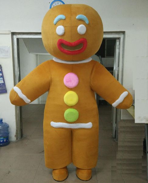 2019 vente d'usine chaude la tête drôle adulte costume de mascotte de bonhomme en pain d'épice pour les adultes à porter