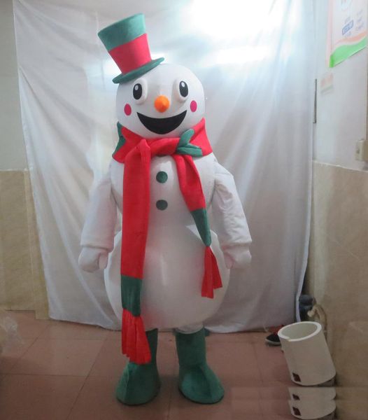 2019 vente d'usine chaude la tête costume de mascotte de bonhomme de neige heureux pour adulte à porter