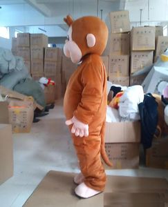 2019 Factory Sale New Curious George Monkey Mascotte Kostuums Cartoon Fancy Dress Halloween Party Kostuum Volwassen grootte