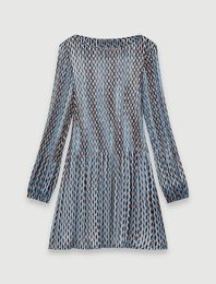 2019 automne hiver à manches longues col rond bleu imprimé géométrique Mini robe courte femmes robes de mode D2616011M