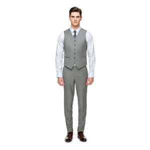 2019 boerderij lichtgrijze bruidegom vesten groomsmen vest pakken slim fit heren jurk pak vest prom party bruiloft vest (vest + broek)