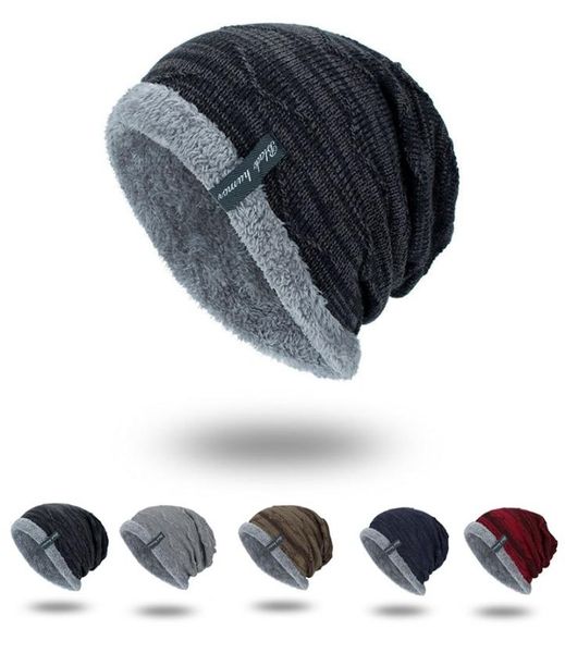 2019 Mode Garçons Hommes Chapeau D'hiver Tricot Écharpe Casquette Hommes Casquettes Chaud Fourrure Skullies Bonnet Bonnet Chapeau Polaire papa casquette Laine Chapeau Tricot8298113