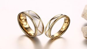 2019 Fashion Gold Color 316L Roestvrij staal Wedding Rings Hoogwaardige paar sieraden Anel Feminino Bague Homme Us Size 5122306402