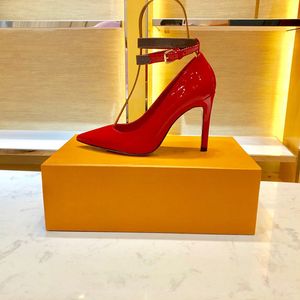 2019 Mode Hoge Kwaliteit Designer Vrouwen Schoenen Lederen Bodem Hoge Hakken 10cm Naakt Zwart Rood Lederen Puntige Toes Pumps Jurk Brida