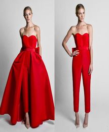 2019 mode jumpsuit avondjurken met cabriolet rok satijnen boog rug rugheart strapless satijnen tailleband bruiloften gast dr5060035