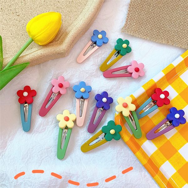 Horquillas coreanas de moda 2019, accesorios para el cabello con flores bonitas, tocado de resina de dibujos animados para niños, horquillas hechas a mano de Color caramelo para niñas