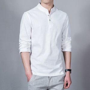 2019 mode lange mouwen heren shirts mannelijke casual linnen shirt heren merk plus size Aziatische maat camisas qt4013-M101