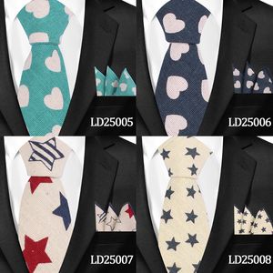 2019 Fashion Neck Tie Zakdoek Sets 6 * 145cm 9 Kleuren Katoenen Afdrukken Huwelijk Stropdas voor Heren Business Vaderdag Kerstcadeau