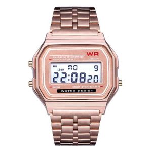 2019 Mode Retro Vintage Gouden Horloges Mannen Elektronische Digitale Horloge LED Licht Jurk Horloge relogio masculino FYMHM102270J341I