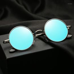 2019 Fashion Round Polaris Sunglasses Men Brand Design Design Femmes Shades Retro Alloy Sun Glasses UV400 Eyewear1 2513