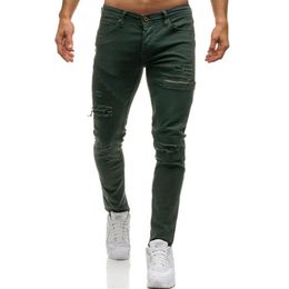 2019 Mode Streetwear Hommes de haute qualité pur coton Jeans Vintage Skinny Détruit Déchiré Jeans serrés Cassé Punk Pantalon MX20279q