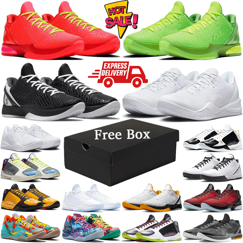 With Box Kobe 6 Protro Reverse Grinch Basketball Shoes kobes 8 Alternate Men Mambacita Bruce Lee Chaos 5 Rings Metallic Gold Mens Trainers Sports Outdoor Sneakers