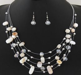 2019 moda vintage conjuntos de jóias coringa boêmio cristal multicamadas contas coloridas pedra declaração colar brincos set9429617