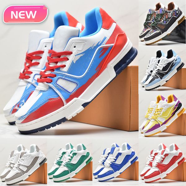 Nuevos zapatos de diseñador 22SS Wave Trainer Sneaker Low Top caqui rojo azul triple blanco negro ebene marino púrpura amarillo lujos para hombre zapatillas de deporte casuales para mujer