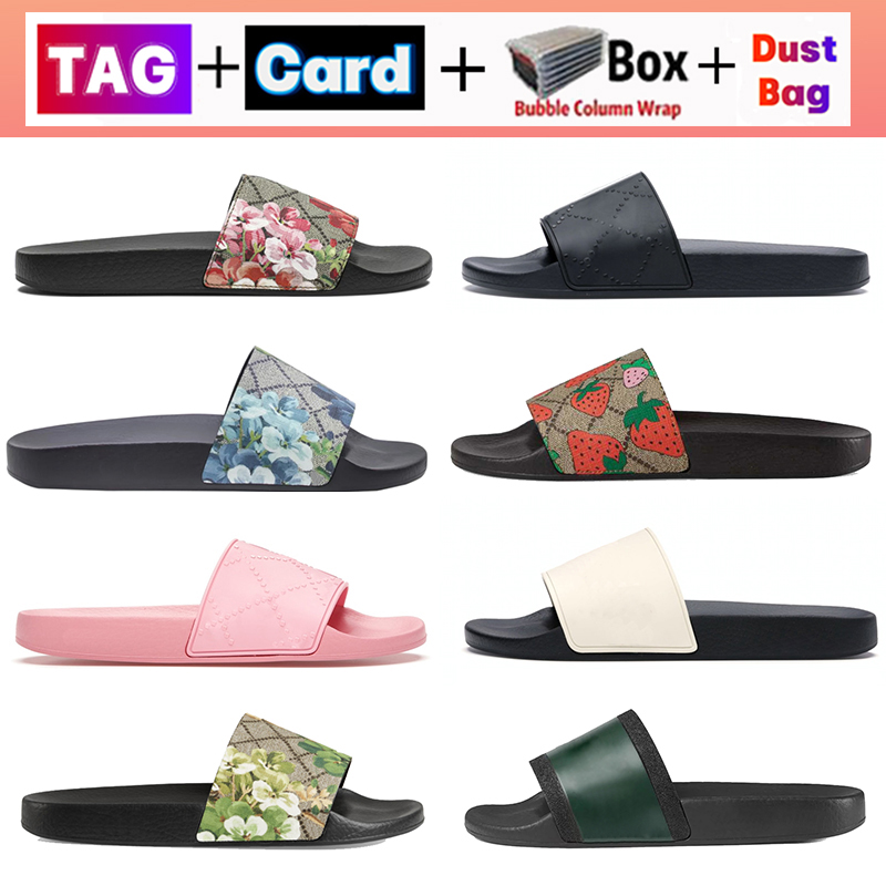 Designer slides Dames Heren Slippers platte zomersandalen strandglijbaan platform slipper man slide Luxe schoenen met doos bloem dames sliders lederen rubberen sandaal